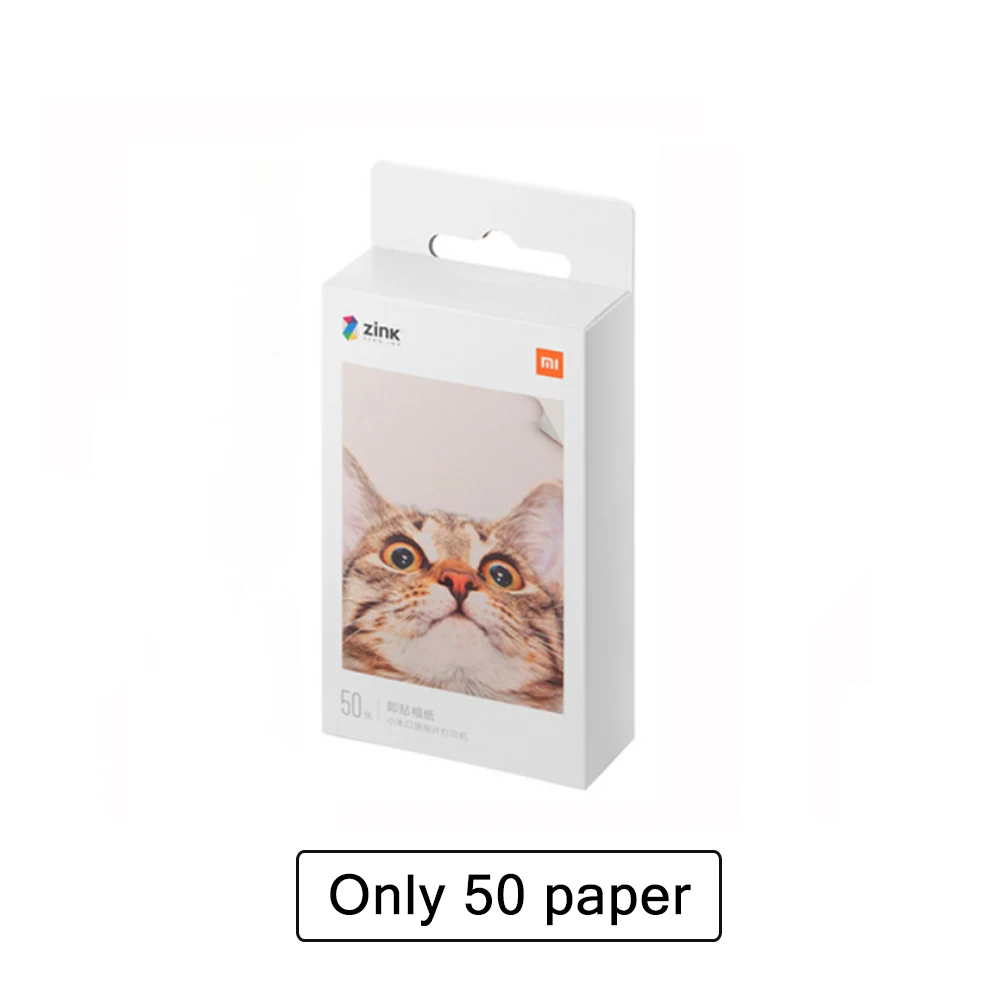 only 50 paper Xiaomi Mijia AR принтер 300 точек/дюйм портативный фото мини карман с поделками 500 мАч Карманный принтер беспроводной термопринтер - Цвет: only 50 paper