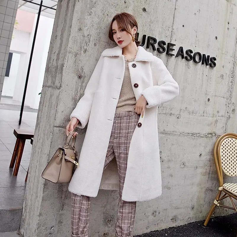 

Women 2019 Autumn Winter Genuine 100%Granular Sheep Shearing Coat Real Lamb Fur Jacket Female New Casual Warm Wool Outwear N122