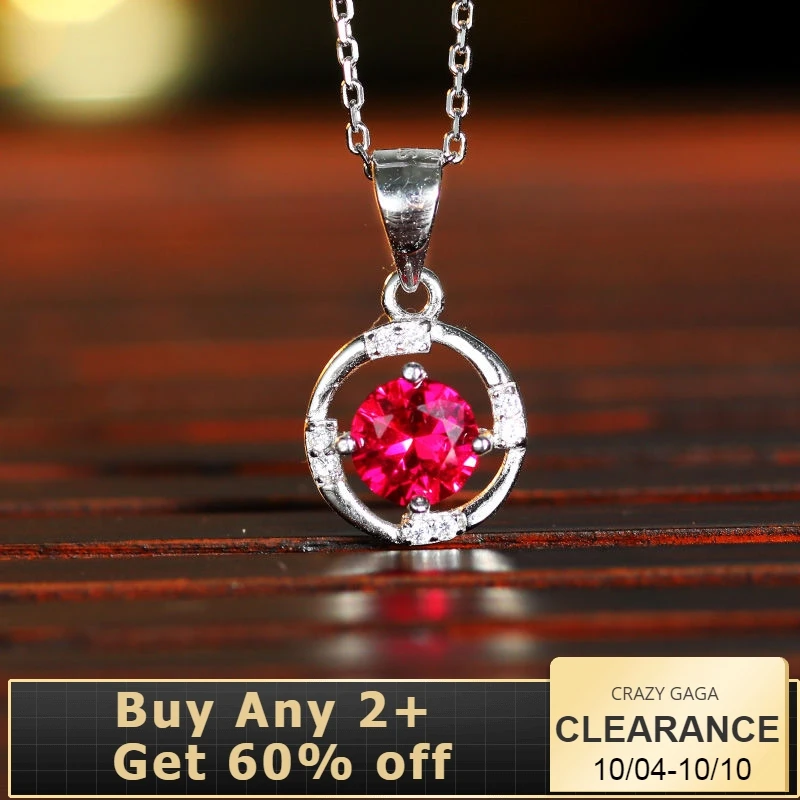 

DAIMI Round Shape Pendant Necklace Real 925 Sterling Silver Cubic Zirconia Necklace For Women