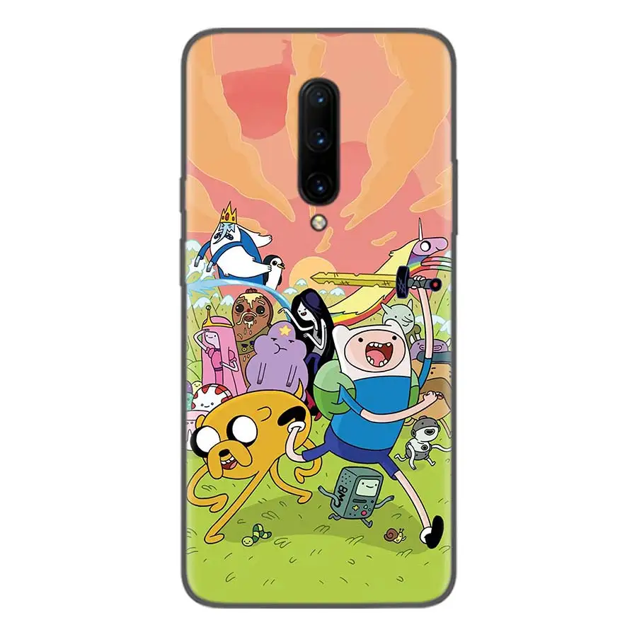 Adventure Time Finn Jake Black Case for Oneplus 7Pro 1+7 Pro 6 6T 5 5T 3 3T Art Gift Patterned Soft Phone Cover Coque