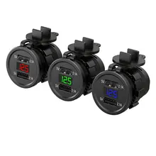 5 в 2.1A водонепроницаемый, двойной USB Автомобильное зарядное устройство гнездо адаптера питание на выходе дисплей Вольтметр для 12-24 В автомобиля лодки мотоцикла транспортных средств