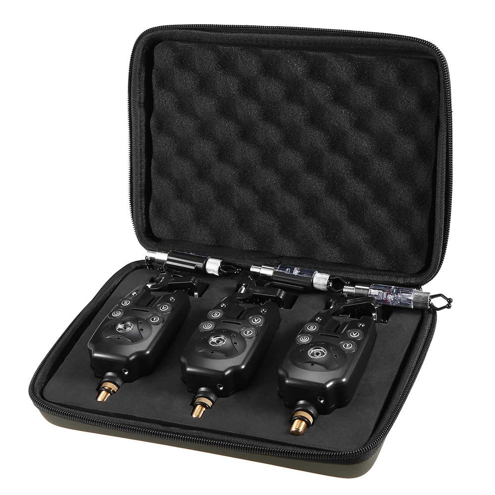 3pcs/3+3 pcs Fishing Bite Alarms Set Blue LED for Rod Water Resistant Adjustable Tone Volume Sensitivity Sound Alert | Спорт и