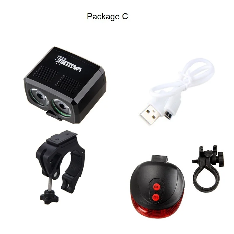 MTB USB Перезаряжаемый мини-велосипедный светильник, мощный люмен, светодиодный передний велосипедный светильник, головной светильник, дорожный велосипедный безопасный светильник - Цвет: Package C