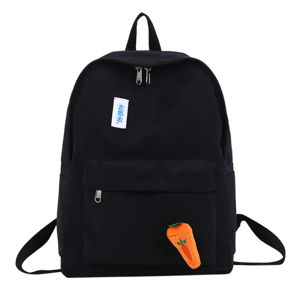 Backpack Female Casual Simple Student Canvas Backpack Vintage Sense Girl Bag#35 - Цвет: Black
