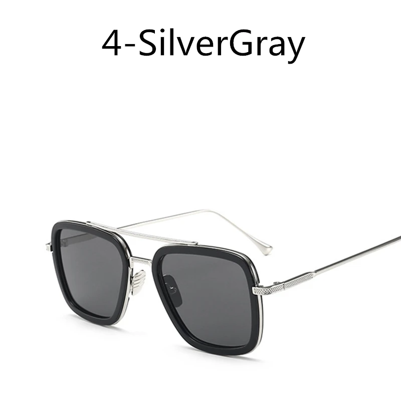 4-SilverGray Роскошные модные Мстители, стиль Тони Старк, для женщин, мужские солнцезащитные очки, квадратные, фирменный дизайн, солнцезащитные очки Oculos, Ретро стиль, мужские, Железный человек - Цвет линз: 4-SilverGray