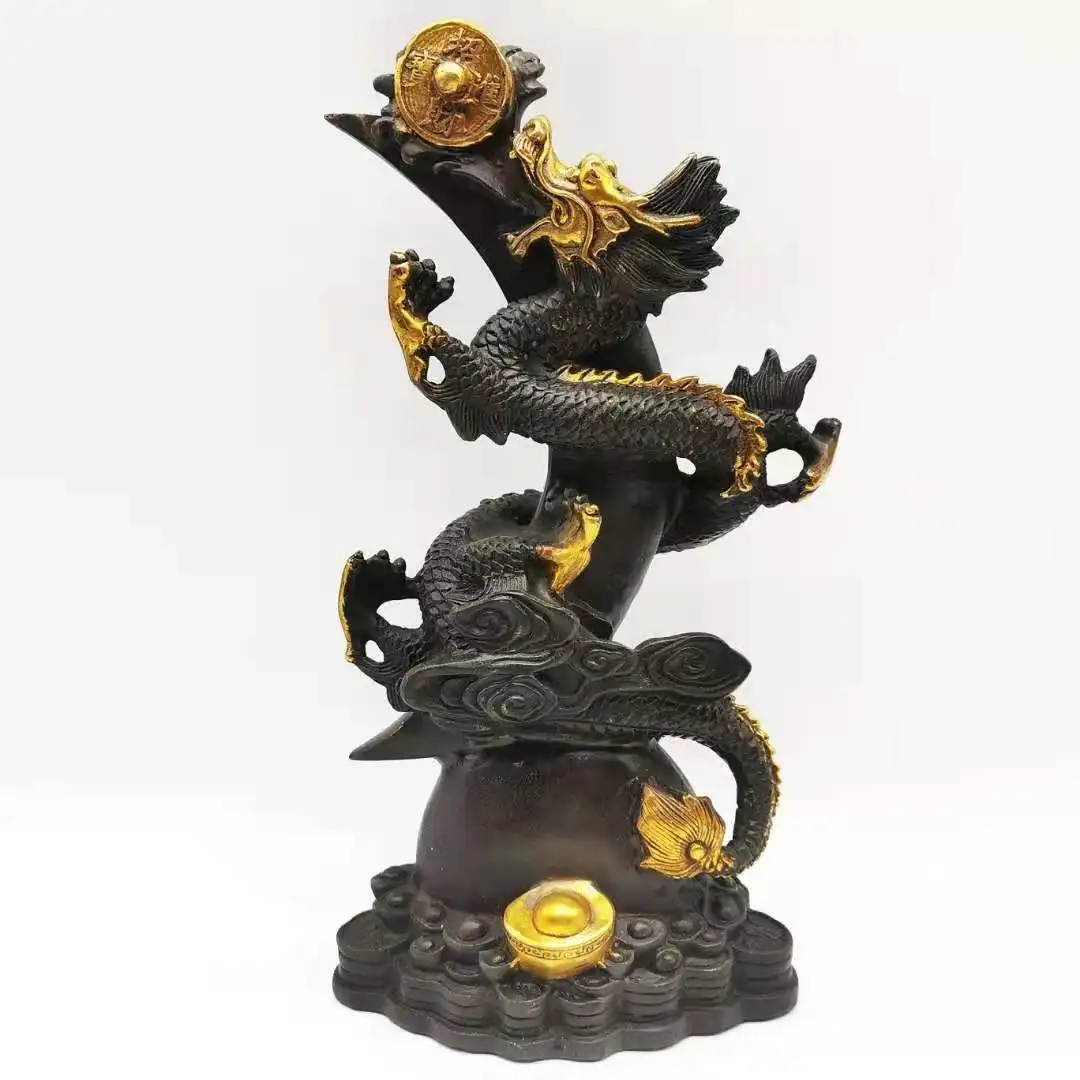 

Antique gilded bronze dragon ornaments, Exquisite feng shui ornaments