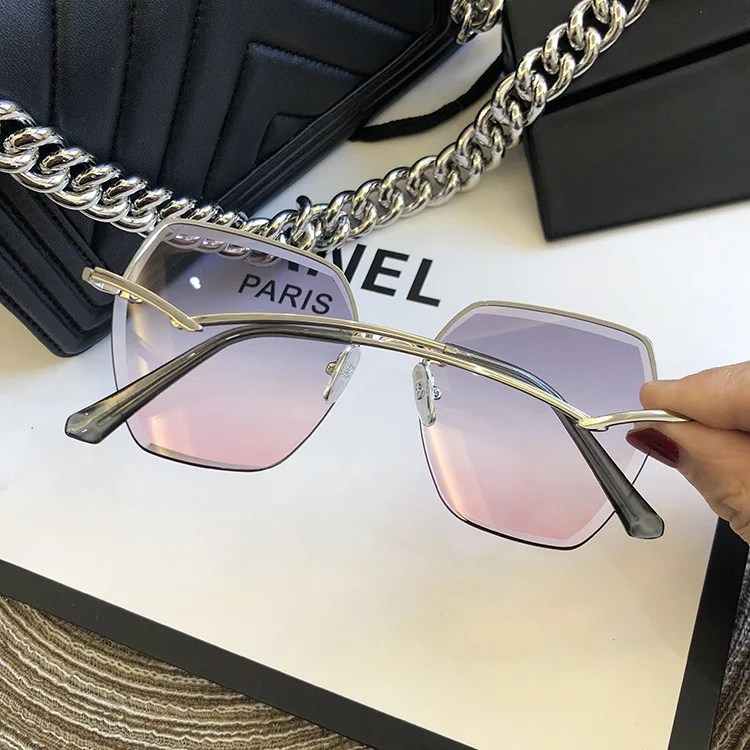 Fashion Rimless Sunglasses For Women Big Luxury Brand Designer UV400 Glasses Female Gradient Shades Women's accessories