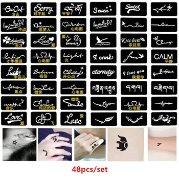 

48pcs/set Reusable Airbrush Tattoo Stencils for Women Kids Drawing Template Henna Tattoo Stencil for Painting Pochoir Tatouage