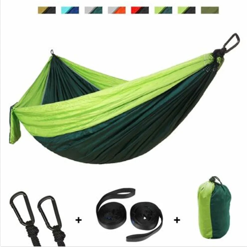 bright green Открытый двойной Кемпинг гамак качели стул подвесной нейлон 210 т палатка с сумкой для хранения 260*140 см - Цвет: bright green