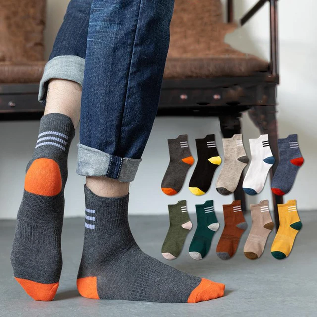 Calcetines altos de algodón para hombre, medias deportivas a rayas blancas  y negras, para monopatín Blaze Street Happy, 10 pares - AliExpress