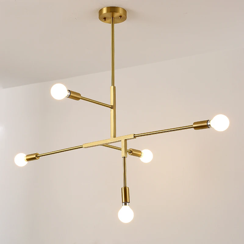 

Nordic Minimalist Chandelier Living room geometric lines brass creative personality Magic Bean LED dining room bedroom lamps