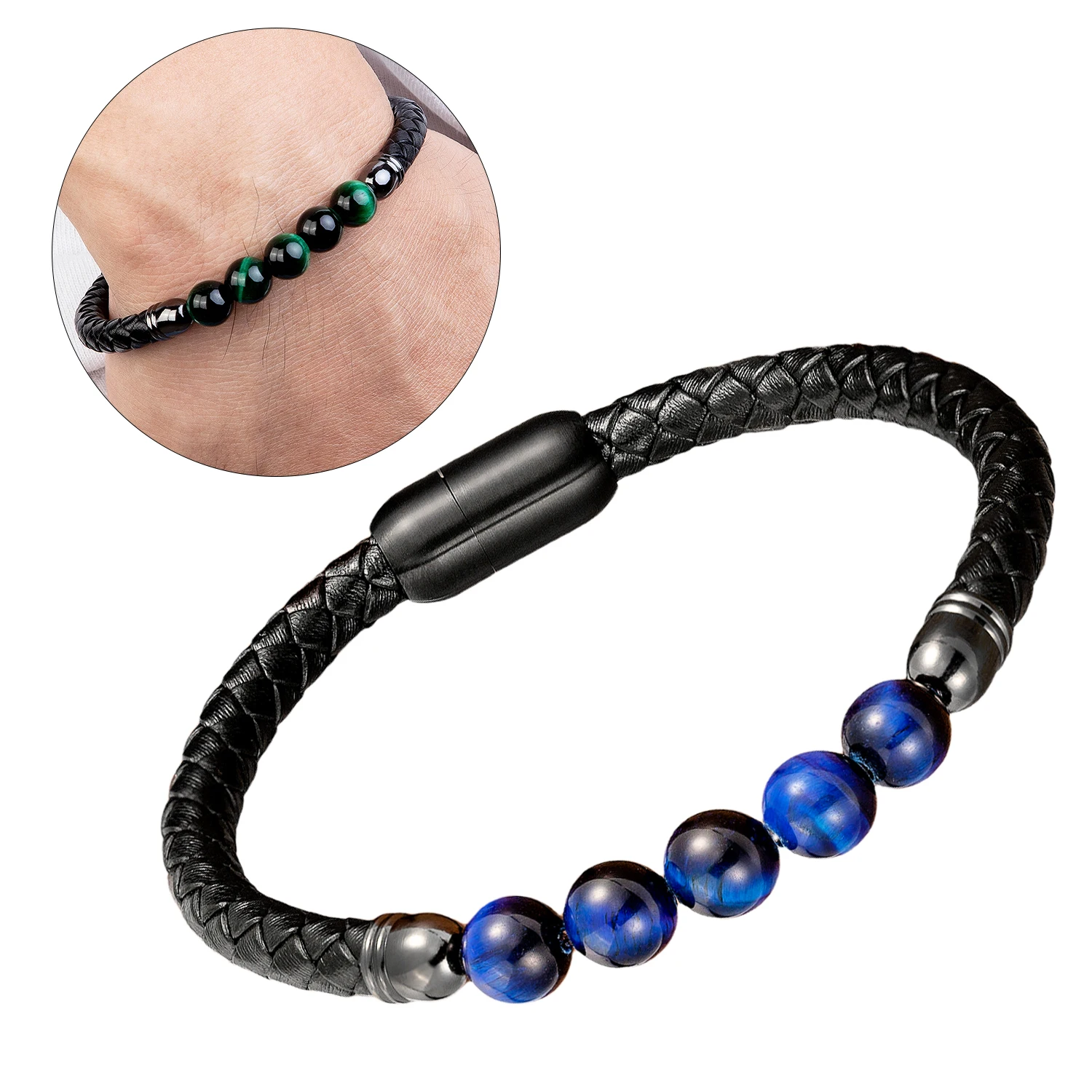 18 Style Stainless Steel Bracelet for Men Round Lava Stone 7 Chakra Beads Genuine Leather Women Bangles Couple Bracelets Jewelry bracelet jewelry leather bracelets