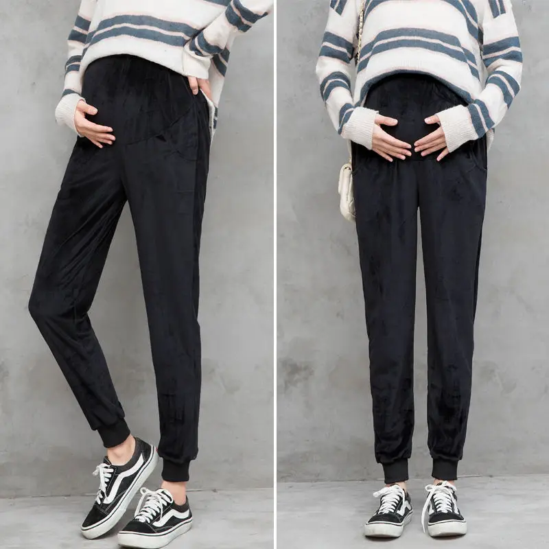 Maternity trousers for Pregnant Women Pregnant Pants Pregnancy Clothes Spring Autumn Maternity Outside Fleece Pant