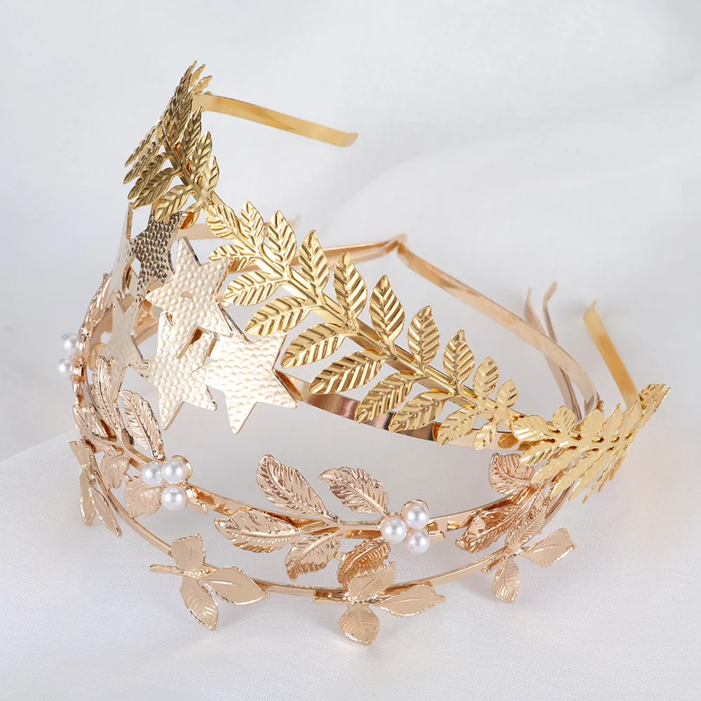 

1 Pc Retro Leaf Style Wedding Crown Bridal Tiara Vintage Bride Hair Hoop Golden Wedding Hair Accessories Women Jewelry Hairband