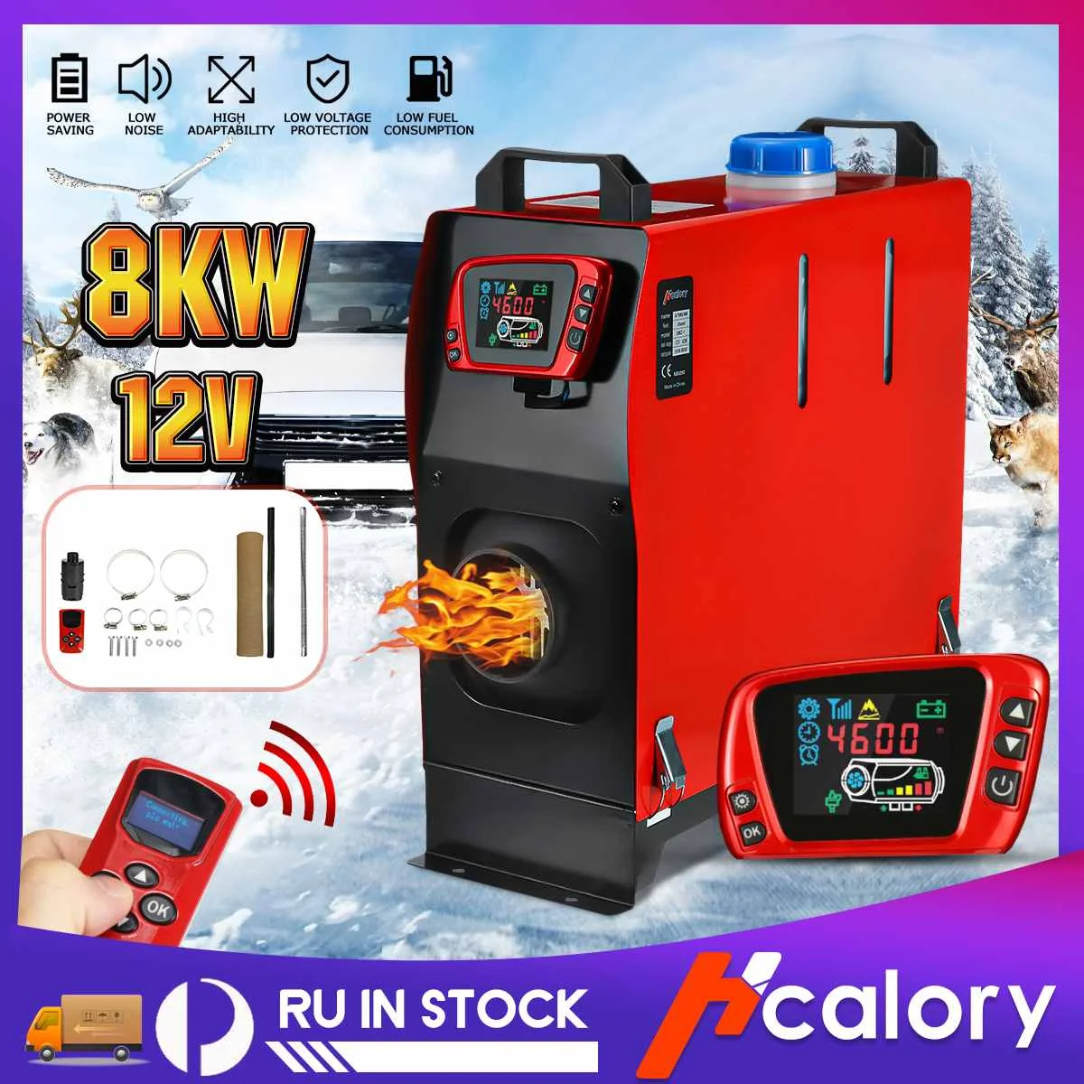 

All in One Unit 1-8KW 12V Car Heating Tool Diesels Air Heater Single Hole LCD Monitor Parking Warmer For Car Truck Bus Boat RV