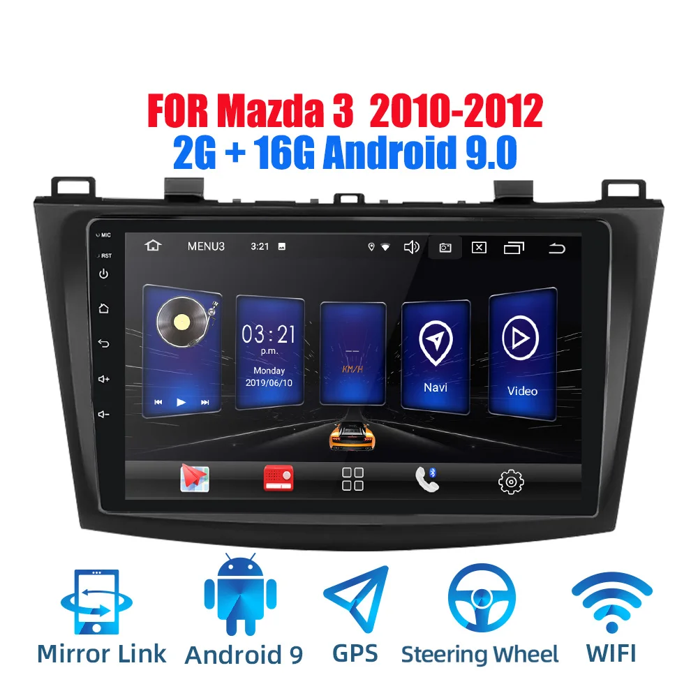 2din Android 9,0 Ouad Core PX6 Автомагнитола стерео для MAZDA 3 2010-2012 gps Navi Аудио Видео плеер Wifi BT HDMI DAB+ RDS - Цвет: Android 9.0