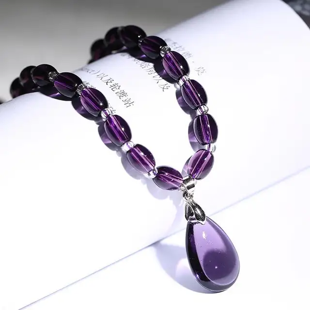 Amethyst Necklace Crystal Bracelet Crafts Crystals Decorativas Raw Stone Jewelry Women's Organic Material Feng Shui Piedras Deep Blue