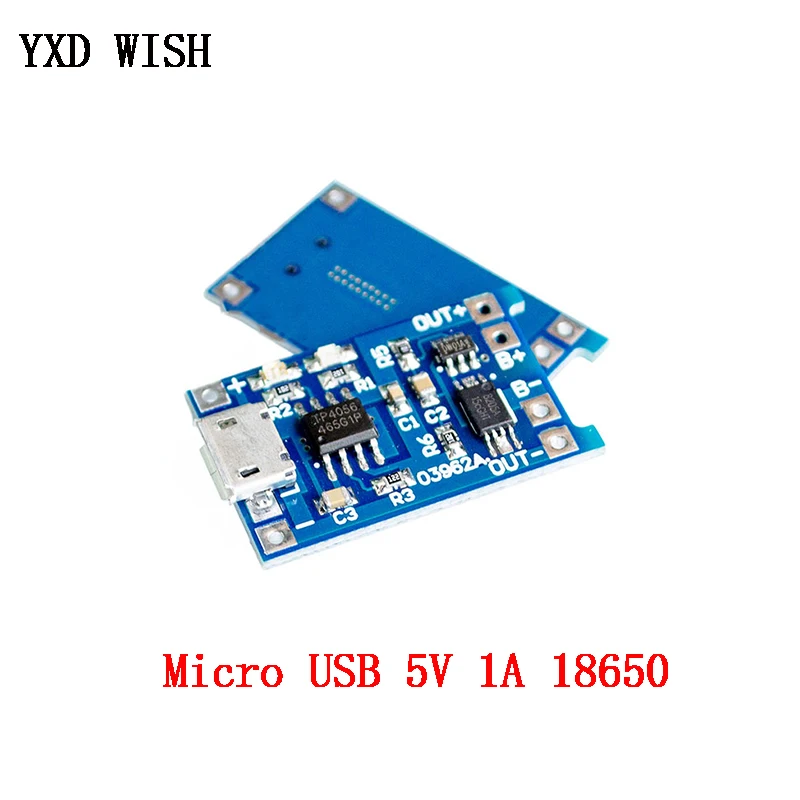 5 шт. модуль зарядного устройства литиевой батареи Micro USB в 1 а 18650 зарядная плата с защитой две функции TP4056 1A li