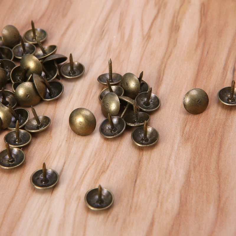 Antique Brass Bronze Upholstery Nail Jewelry Gift Wine Case Box Sofa Decorative Tack Stud Pushpin Doornail  100Pcs