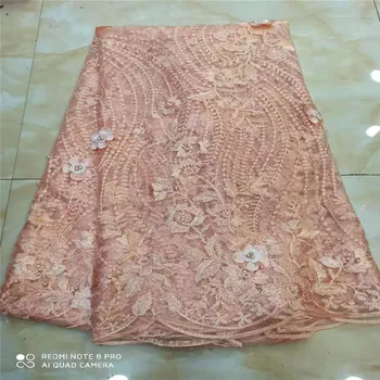 

Lace Fabric High Quality 3d French Lace Fabric Embroidery African Party Beads Lace Fabric 5yards For Nigerian Lace