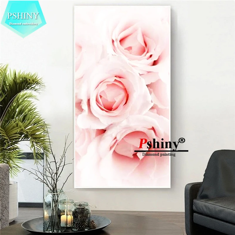 PSHINY 5D алмазная вышивка сделай сам распродажа розовые розы цветы полное сверление