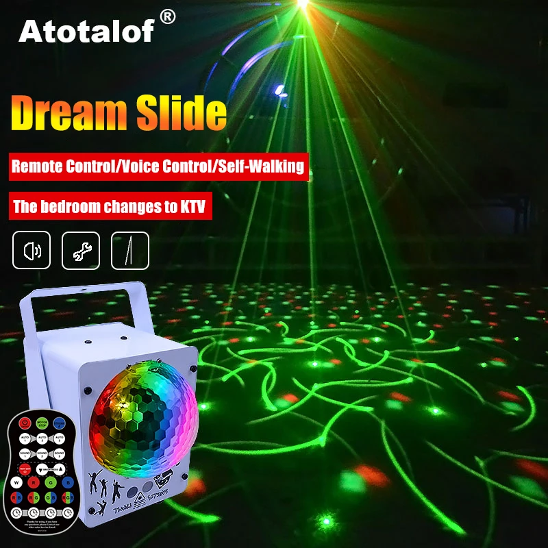 Atotalof RGB сценический светильник 60 узоров лазерный проектор звуковая активация