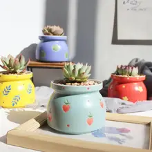 

Hot Sales Flowerpot Cute Decorative Ceramic Bright-colored Flower Pattern Planter Pot for Home