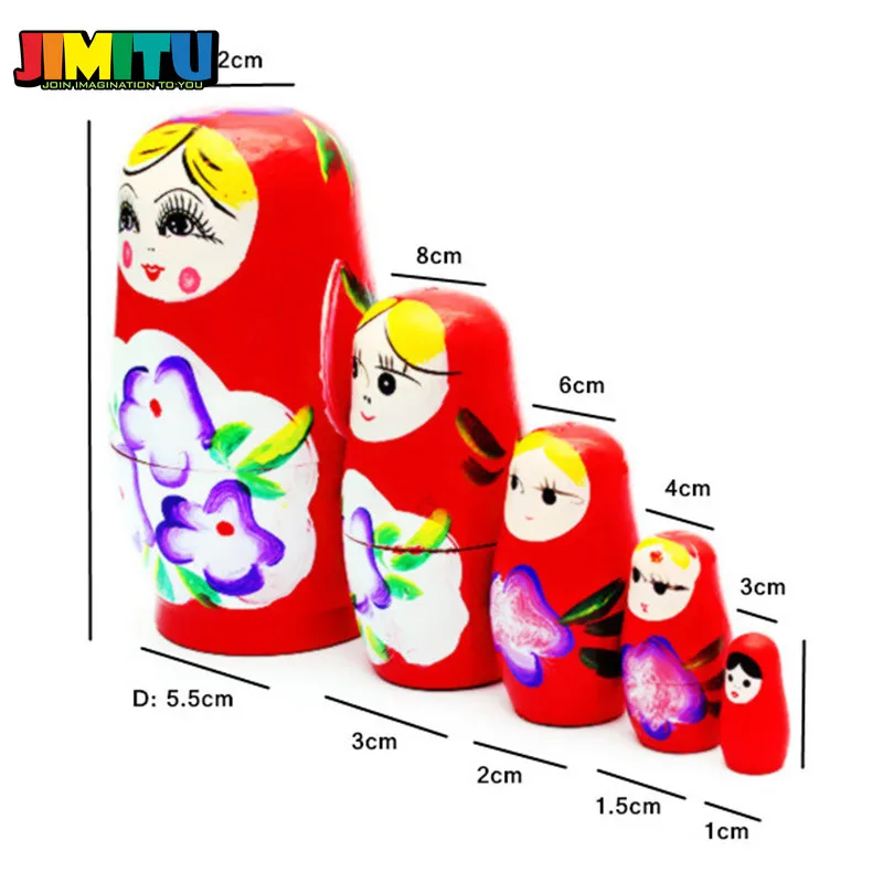 JIMITU 5 шт./компл. милые матрешки деревянные куклы русская ручная раскраска для