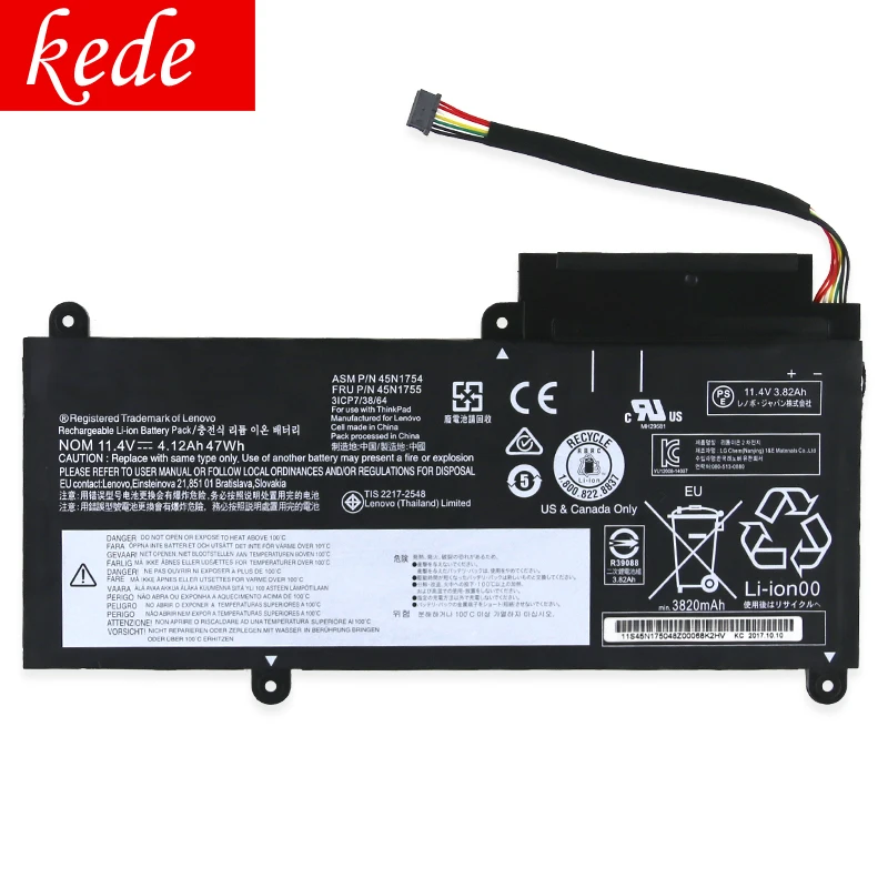 Kede аккумулятор для ноутбука lenovo ThinkPad E450 E450C E460 E460C E455 E465 E465C 45N1753 45N1756 45N1757 45N1754 45N1755