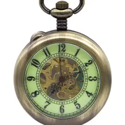 Механические часы с подвеской в стиле стимпанк с открытым лицом и цепочкой для мужчин и женщин PJX1391