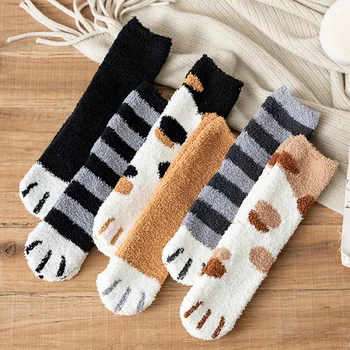 

Winter Warm Cat Paw Socks For Girls Sleeping Socks Home Floor Socks Thick Socks women socks funny Coral velvet socks