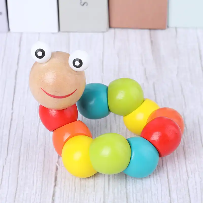 wooden caterpillar baby toy