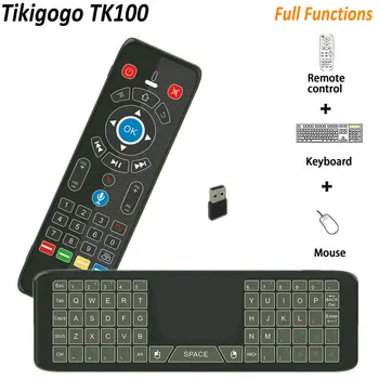 

TK100 2.4G Wireless Voice Air Mouse Mini keyboard Backlit IR learning for Android Smart TV Box PC PK T6 MX3 G30s Remote Control