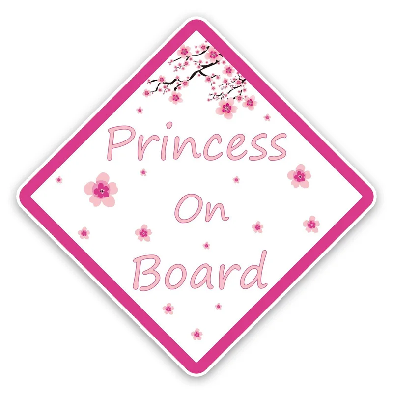 

DAWASARU Lovely PRINCESS BABY ON BOARD PINK FLOWERS Car Sticker Graphic Custom Creative Personality Fashion Car Sticker 13*13CM