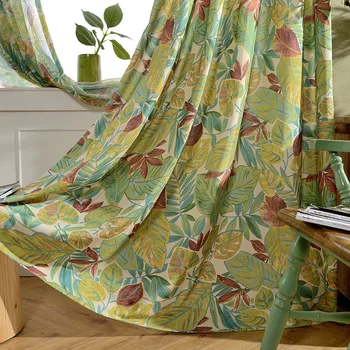 

Window Curtains for Living Room The Bedroom The Kitchen Modern Tulle Curtains Green Leaves Fabric Blinds Drapes