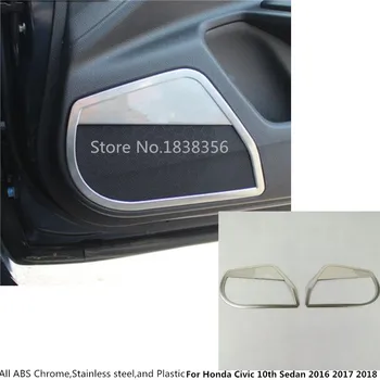 

For Honda Civic 10th Sedan 2016 2017 2018 2019 Car door detector Stainless steel Inside Audio Speak Sound Cover Ring circle trim