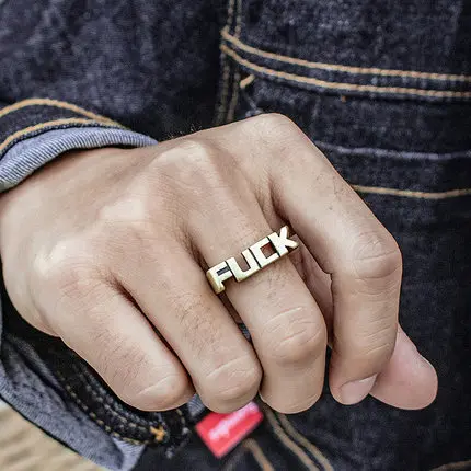 

Onlysda Hip Hop stainless steel Punk rock letter ring fashion party unique jewelry for man women drop shipping Man ring OSR210