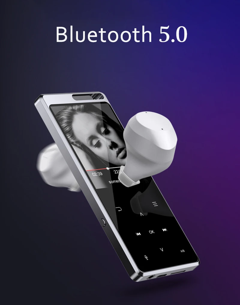 Портативный Bluetooth 5,0 MP3 2,4 дюймов сенсорный экран мини музыкальный плеер Многоязычный MP3 Радио FM поддержка 128G TF OTG электронная книга