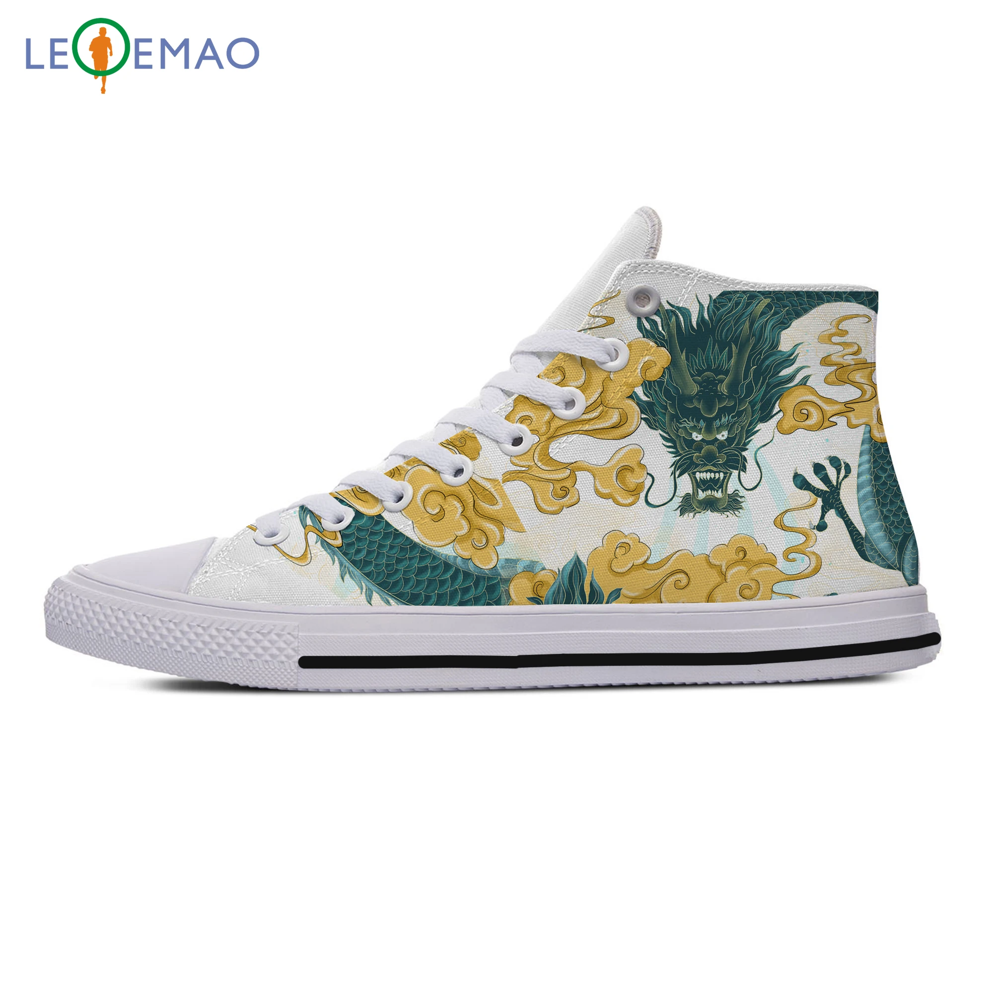 Новинка года; классические белые и черные парусиновые туфли; мужские кроссовки с изображением дракона; обувь для скейтбординга; высокие кроссовки; уличная модная обувь
