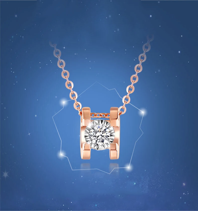 Элегантный 0.10ct бриллиантовый резной 18K Настоящее ТВЕРДОЕ ЗОЛОТО AU750 Подвеска Ожерелье для женщин Девушка Необычные Свадебные предложения ювелирные изделия