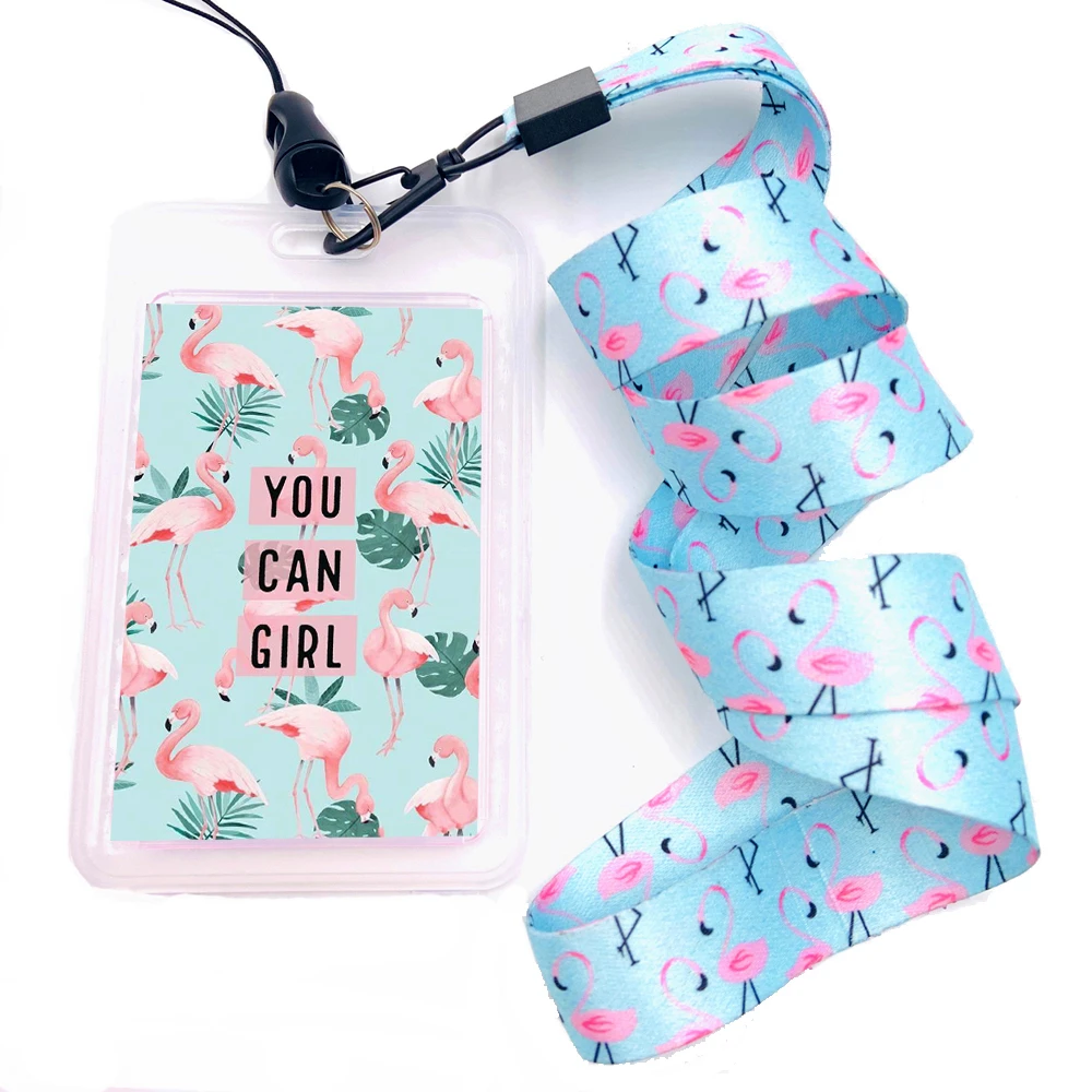 Flamingo & Ferns Print Fashion Lanyard For Keys ID Card Gym