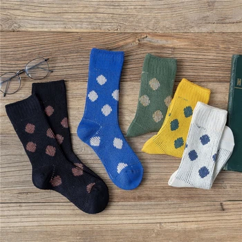 

Cute Big Dot Socks Woman Casual Solid Candy Color Cotton Harajuku Retro Calcetines Japanese Kawaii High Quality Lady Art Socks
