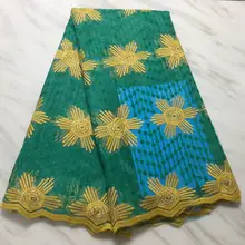 Торговля дешевая цена Африканский французский тюль, кружевные материалы со стразами 5 ярдов для свадебного платья