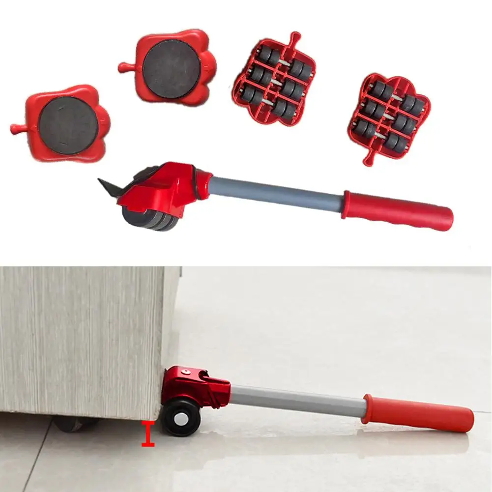 5Pcs Furniture Transport Lifter Tool Removal Lifting Moving Tool Heavy Stuffs Mover Furniture Wheel Roller Bar Mover Device