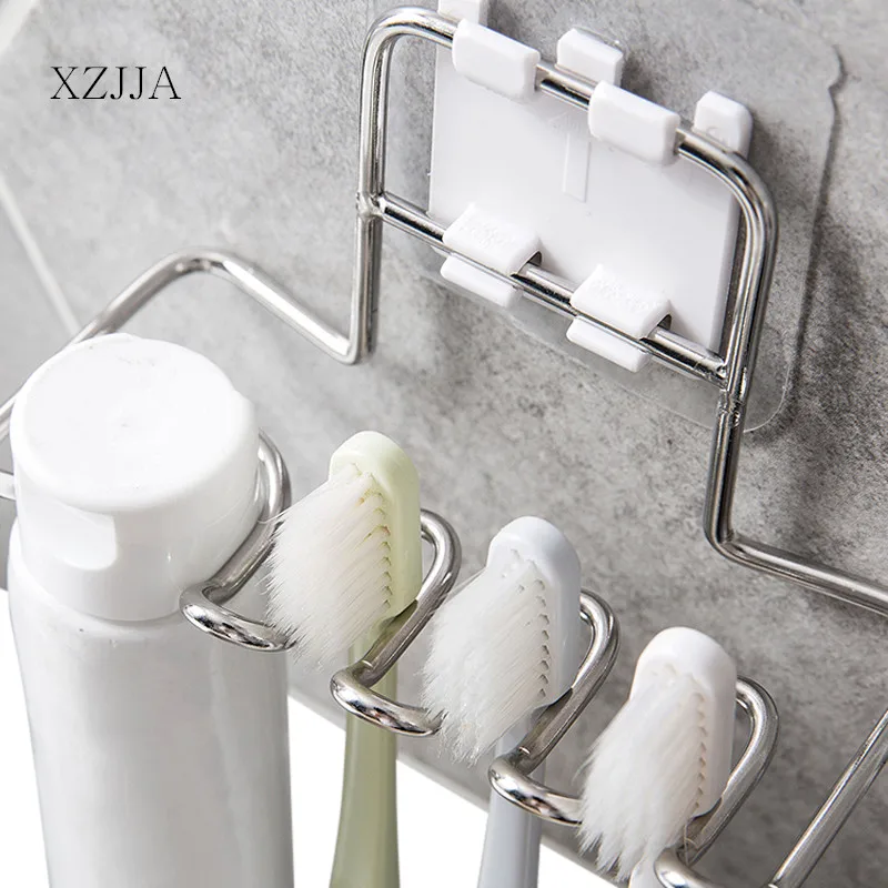 XZJJA настенный держатель для зубной щетки из нержавеющей стали зубная щетка зубная паста бритва органайзеры подставка аксессуары для ванной комнаты