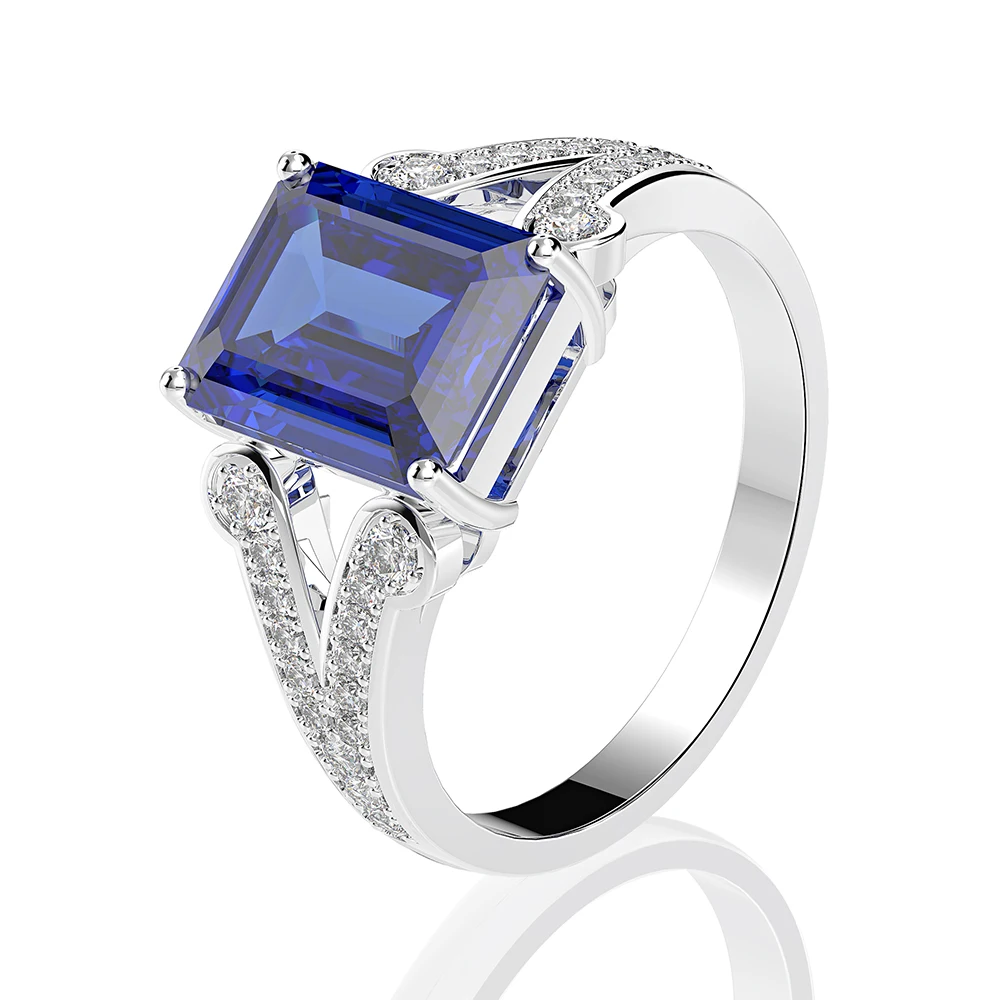 Wong Rain, роскошное, 925 пробы, серебряное, созданное, Муассанит, цитрин, бриллианты, драгоценный камень, обручальное кольцо, хорошее ювелирное изделие - Цвет камня: Blue