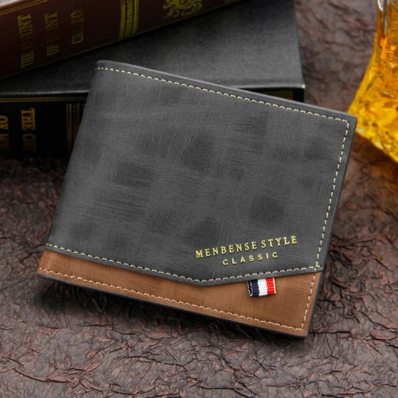 Cartera informal para hombre, monedero corto, bolso de mano de cuero de Color sólido, cartera de negocios Vintage, bolsos pequeños a la moda