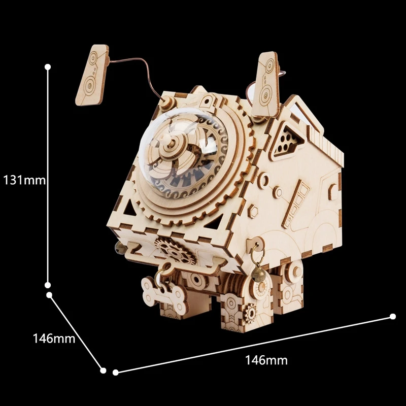 Robotime 3D головоломка Diy движение деревянная модель собаки игрушки для детей девочек мальчиков Тренировки Мозга музыкальная шкатулка Seymour Am480