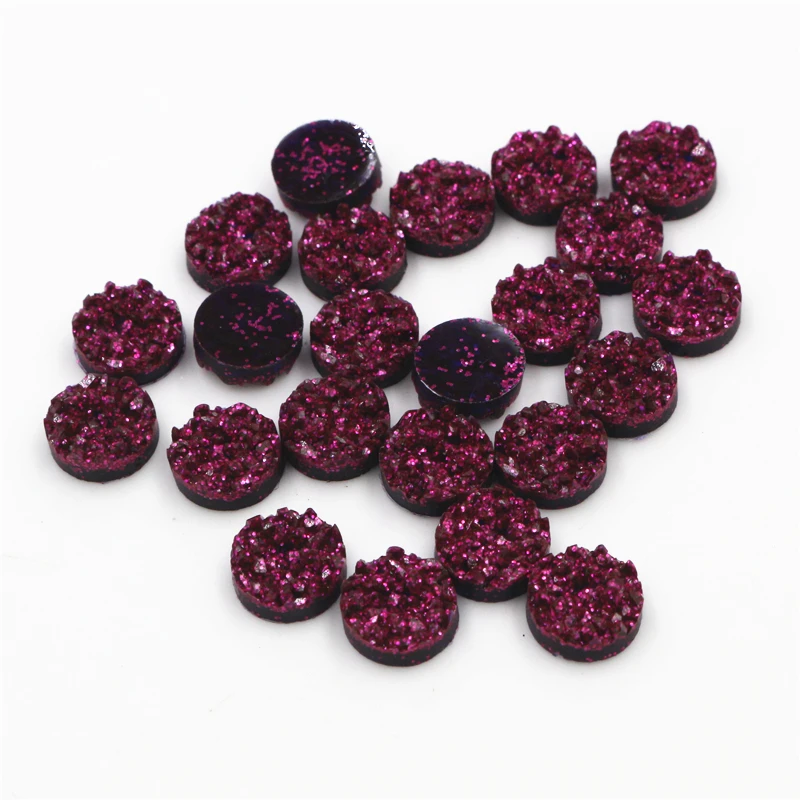 

New Fashion 8mm 10mm 40pcs Dark Purple Red Colors Natural ore Style Flat back Resin Cabochons For Bracelet Earrings accessories