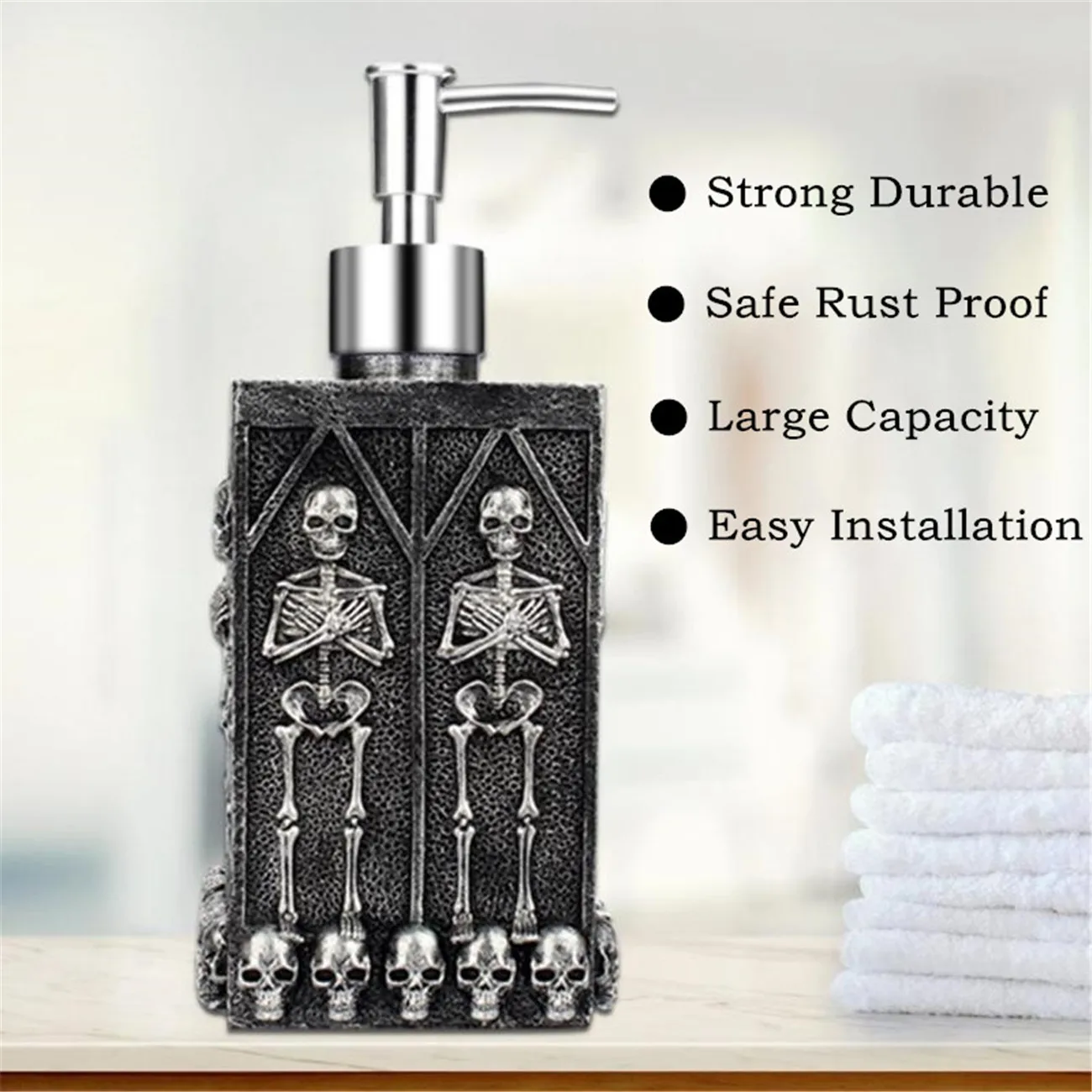 Skull Soap Pump Dispenser Empty Hand Sanitizer Bottles with Pump Foaming Hand Soap Dispenser Ghost Festival Home Decoration